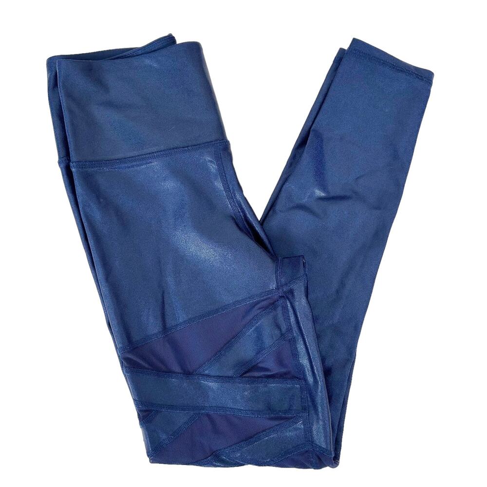 Body Language Navy Blue Coated Workout Leggings Sz M